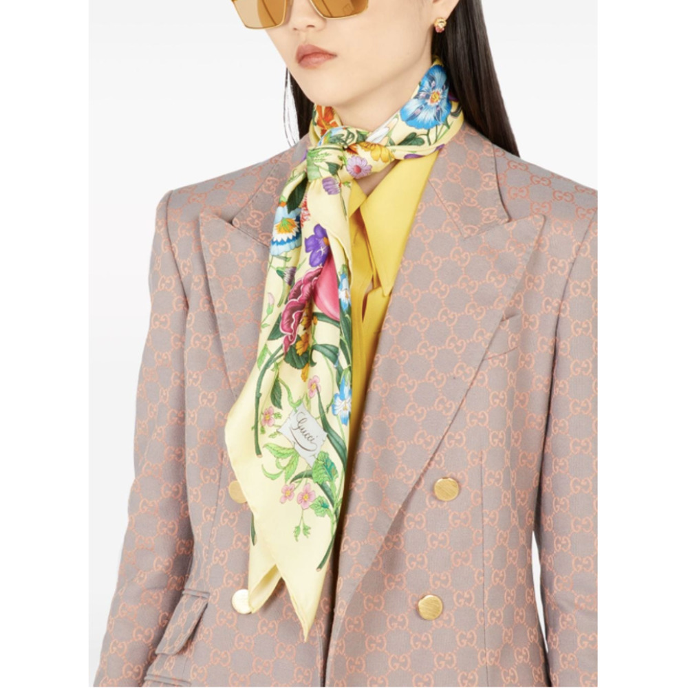 NEW GUCCI FLORA FLORAL SILK SCARF HEAD WRAP NWT! - Picture 4 of 15